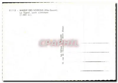 O Sinal — ponto culminante do Massif dos Voiron (Alta Saboia) — Éditions Cellard, Bron — Verso