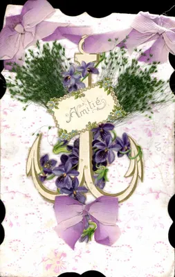 Ancre ornée de violettes — Amitié — éditeur inconnu, n° 20
