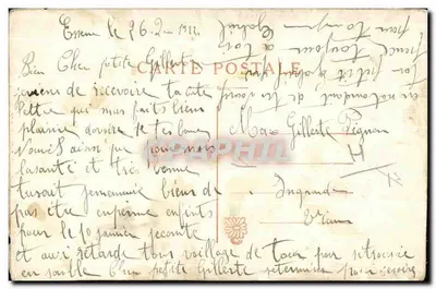 Soldado e mulher — decoração de bandeira francesa bordada — editor desconhecido — Verso