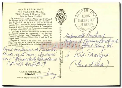 Louis Martin-Bret — Herói da Resistência — Éditions Bourgogne, N° 36 — Verso