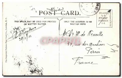 Ruínas da Infirmeria dos Monges, Catedral de Canterbury — The Imperial Picture Post Card Co., London, E.C. — Verso
