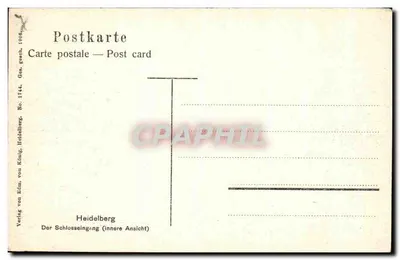 Heidelberg — Portal do castelo (visão interna) — Verlag von Edin, von König, Heidelberg, Número 1744 — Verso