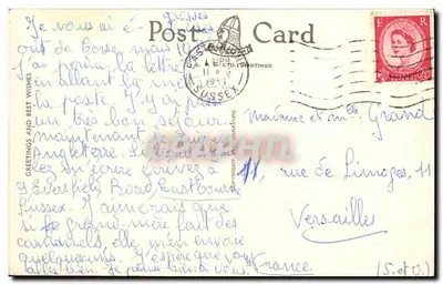 Les Jardins Tapis, Eastbourne — vista da fonte e dos maciços — editor U.S. & E. LTD. Hastings, n° 8127 — Verso