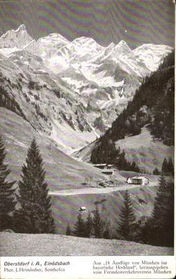 Oberstdorf i. A., Einödsbach — vista de montanhas nevadas — Fot. J. Heimhuber, Sonthofen