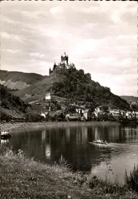 Castelo de Cochem — vista sobre a Mosela — editor Anschicht-Kartenverlag, Koblenz