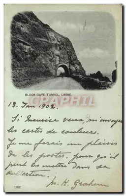 Black Cave Tunnel, Larne — widok tunelu w górach — wydawca nieznany, nr 1662