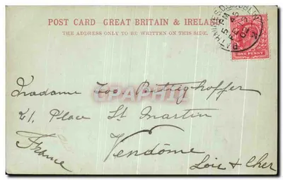 Ulica Victoria — widok ulicy z wieżą zegarową — Belfast, n° 1468 — Rewers