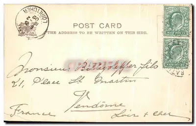 Bilhete postal antigo Castelo de Blarney — Verso