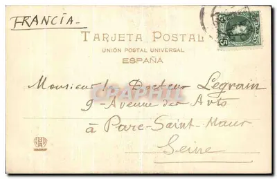 Madrid - Retiro: Estátua de Goya — Hauser y Menet, n° 1704 — Verso