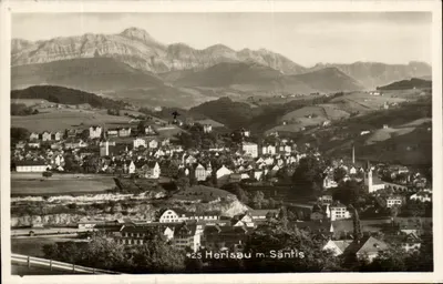 Herisau m. Säntis — vista panoramica — W. Kruz, Kartenverlag, Herisau, n°425