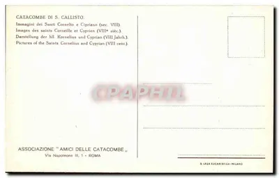Catacombe di San Callisto — Immagini dei santi Cornelio e Cipriano (VIII secolo) — Associazione 'Amici delle Catacombe' e 5. Lega Eucaristica-Milano — Verso
