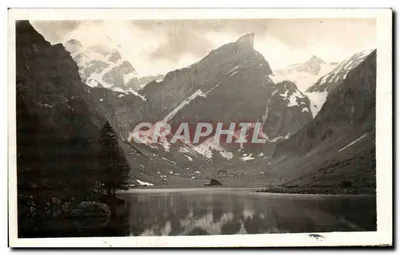 Lac dans les Alpes — vue panoramique — éditeur inconnu, n° de série non lisible