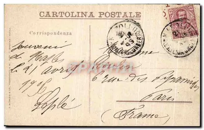 Panorama miasta widziana z S. Martino — NAPOLI — wydawca G. Blumen & Co. nr 275 — Rewers
