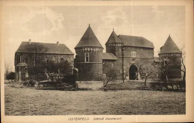 Osterfeld. Castelo de Vonderort — visão do castelo com torres redondas — editor Wilhelm Stemmer, n° 707