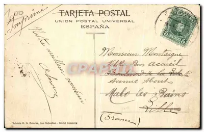 San Sebastián — Palacio de Miramar'dan Görünüm — G. G. Galarza Editörü — Arka yüz