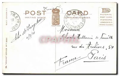 Margate Jetty — vista do porto e do cais — B&D Pictorial Post Card Pioneers, série 'Kromo' n°22321 — Verso