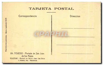 Toledo — Portal Świętego Jana Królewskiego — L. Roisin, fot. Barcelonie, nr 39 — Rewers