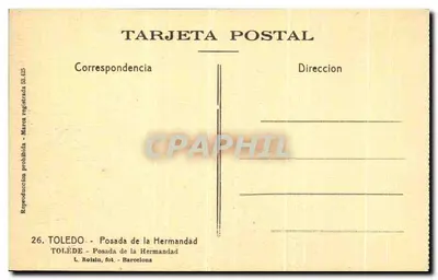 Toledo - Posada de la Hermandad — L. Roisin, fotograf z Barcelony, n°26 — Rewers