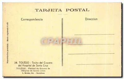Toledo — Teto do crucero do Hospital de Santa Cruz — L. Roisin, fot. - Barcelone — Verso
