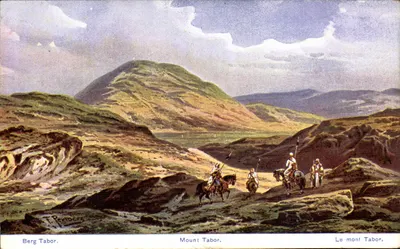 O monte Tabor — vista panorâmica com cavaleiros — editor Peribonka, série 771, n° 28