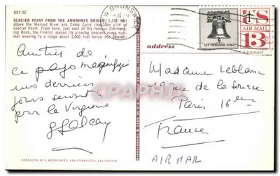 Punkt lodowca — widok z mostu Ahwahnee — wydawca H.S. Gordon Co. nr BSY-32 — Rewers