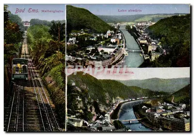 Bad Ems. Malbergbahn — Visão da cidade e do rio Lahnu — editor não visível