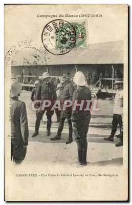 Casablanca — Visite du Général Lyautey au Camp des Sénégalais — Édition J. Houssaire