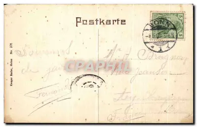 Stara pocztówka Bonn Rheinbrocke — Rewers