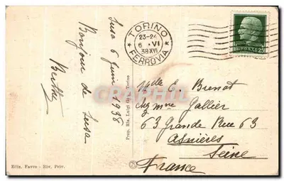 Susa (m. 503) — Panorama e Strada Nazionale del Sestriere — Éditeur Favro, Riv. Priv. — Verso