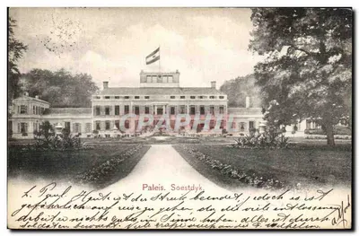 Palácio de Soestdyk — vista do castelo com bandeira — editor não identificado, número de série não visível