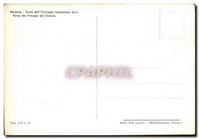 Modena - Torre da Relógio cercada pela Porta dos Príncipes — Edição D.B.G. 55 — Verso