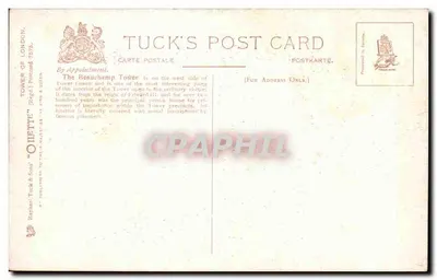 Wieża Beauchamp, Wieża Londynu — ilustracja J. H. Fayezmark — wydano przez Raphael Tuck & Sons — Rewers