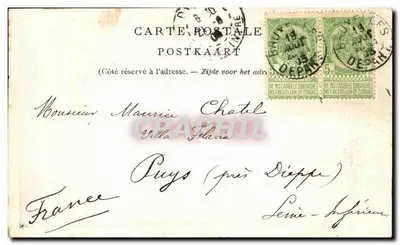 Manneken Pis — Brussel, 19 augustus 1908 — onbekende uitgever, serie-nummer niet zichtbaar — Achterkant