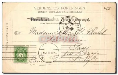 Stara pocztówka Sparebanken Trondhjem Norwegia — Rewers