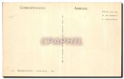 Marrakech — Een straat — Uitgever: H. Letellier, Parijs — Achterkant