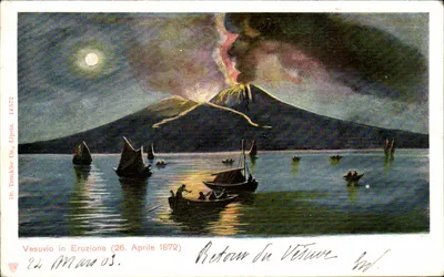 Vesúvio em erupção — 26 de abril de 1872 — Dr. Trenkler Co., Lipsia, n° 14572
