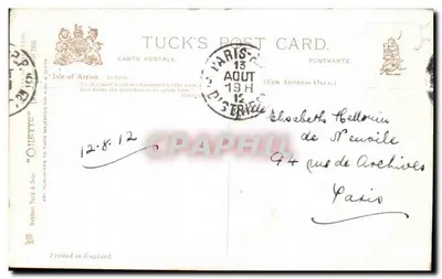 Ilha de Arran em junho — Tuck's Post Card — editor Raphael Tuck & Sons — Verso