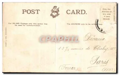 Bilhete postal antigo Torre de Relógio Bury Road Newmarket — Verso