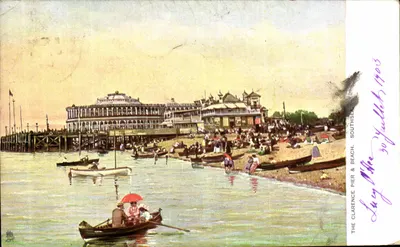O Clarence Pier & Beach, Southsea — vista colorida — O Clarence Pier & Beach, Southsea