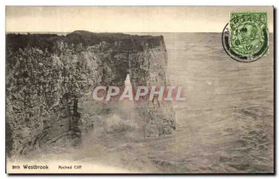 Westbrook Arched Cliff — widok z falii — seria kart postalnych Victoria, wydane przez Johna Davisa