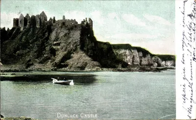 Dunluce Castle — widok z chateau na wybrzeżu — wydawca 'National' seria