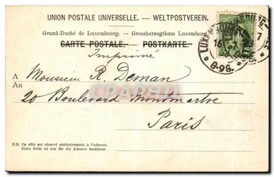 Luxemburgo — Cidade Alta e Faubourg du Grund — Editor Fischer-Ferron, Número 505 — Verso