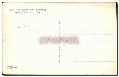 Grupo de crianças árabes — Argélia — Edição La Gigogne, 20 boulevard Carnot, Argel — Verso