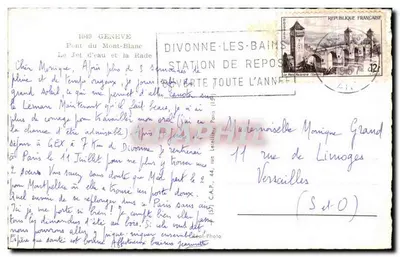 Genebra — Jato d'água e Ponte do Mont-Blanc — C.A.P. 1049 — Verso