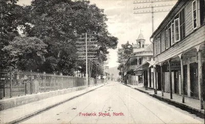 Bilhete postal antigo Frederick Street North Trinidad