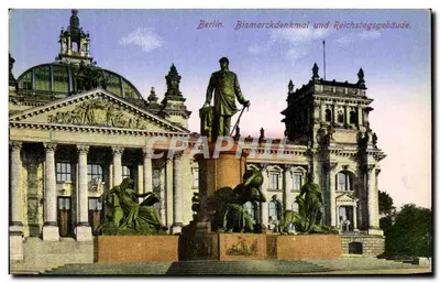Berlim. Monumento a Bismarck e Edifício do Reichstag — J.G.E. No. 8, editor LUSN