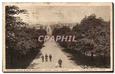 Victoria Road & Entrada Principal, Queens Park, Glasgow — Série "Castle" de Cartões Postais