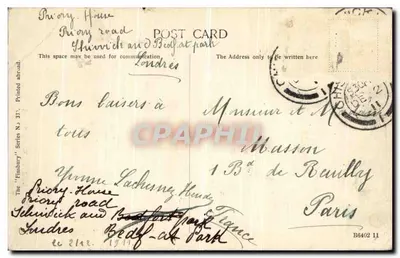 Tarjeta postal antigua Los Tribunales de Londres — Reverso