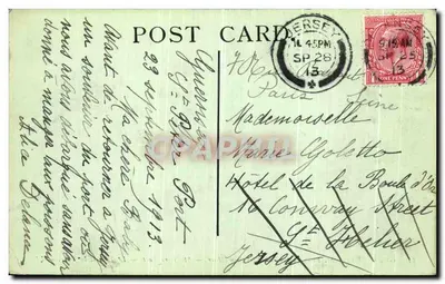 Bilhete postal antigo Guernsey St Peler Port do Pier St Pierre Port — Verso