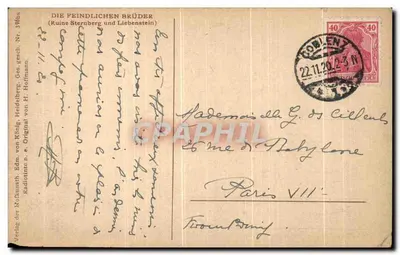 Ruínas de Sternberg e Liebenstein — Ruine Sternberg und Liebenstein — Verlag der Mofkunsth. Edm. von König, Heidelberg — Verso
